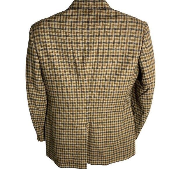 Vintage Wilkes Bashford Wool Blazer Jacket 38 Brown Check 2 Button Lined Pockets - Picture 4 of 6